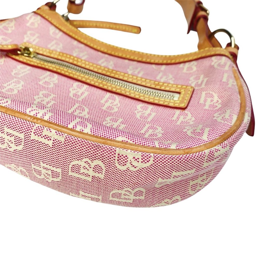 Dooney & Bourke Y2K Vintage Canvas Leather Trim Pink Monogram Bag Adjustable - Picture 3 of 12